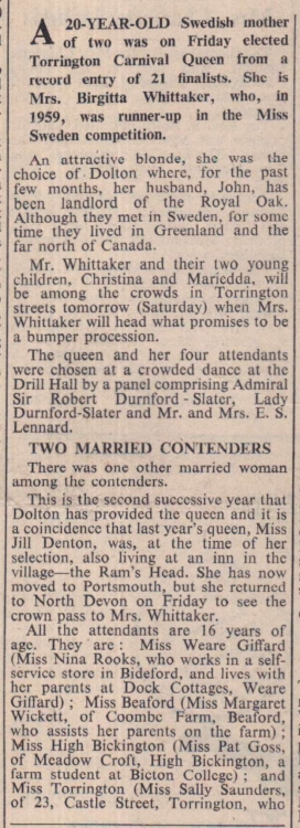 3.5.1963 Torrington Carnival Queen