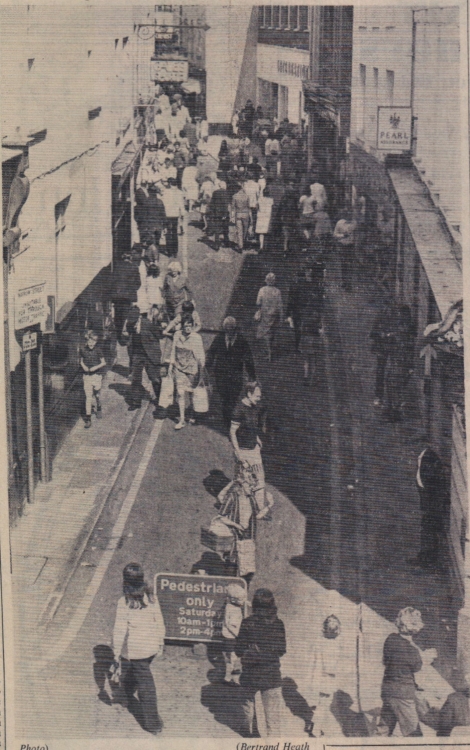 Aug 1972 Bideford Mill Street closed to traffic