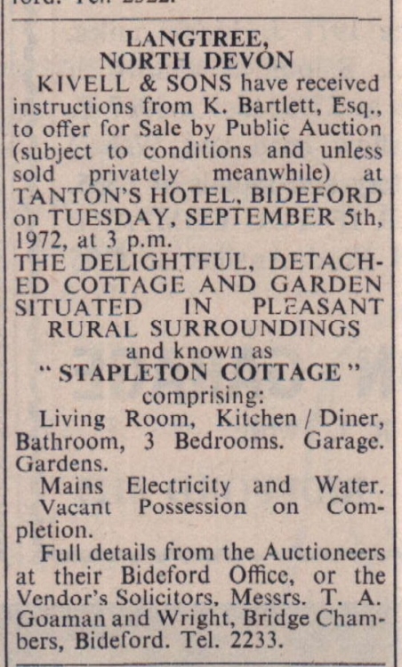 Aug 1972 Langtree Stapleton Cottage