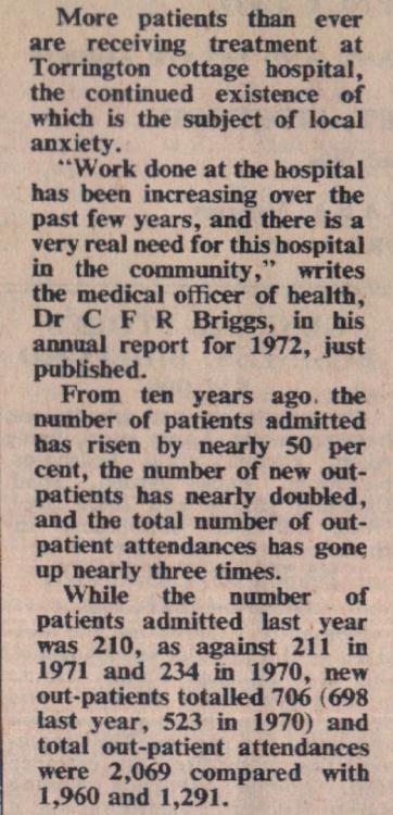 August 1973 Torrington cottage hospital Briggs