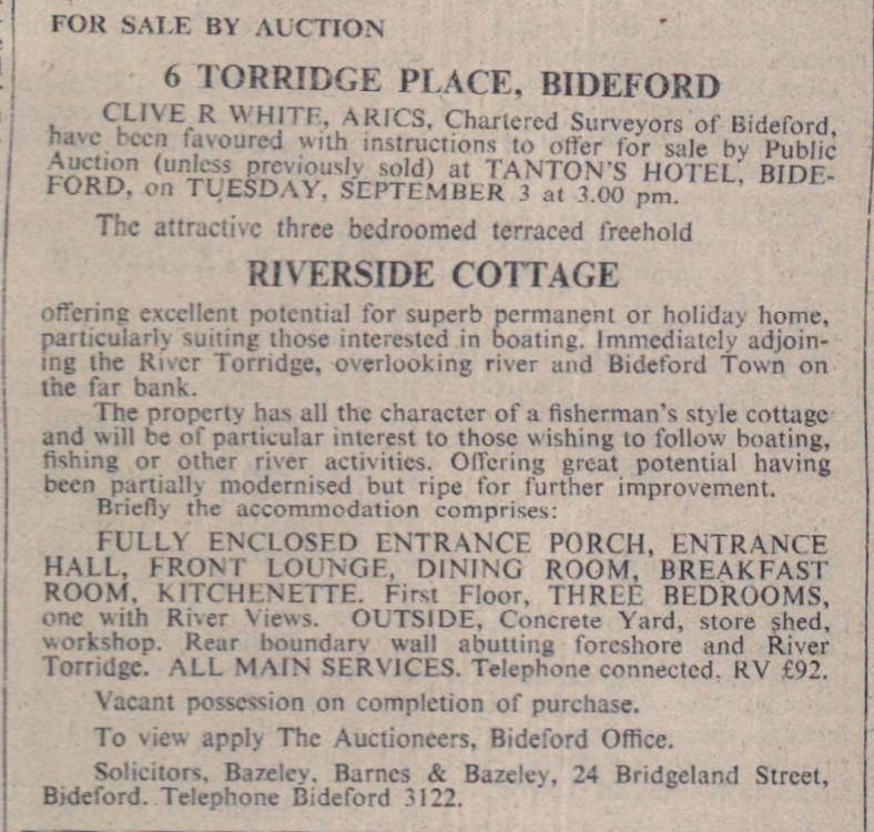 August 1974 Bideford Riverside Cottage Torridge 