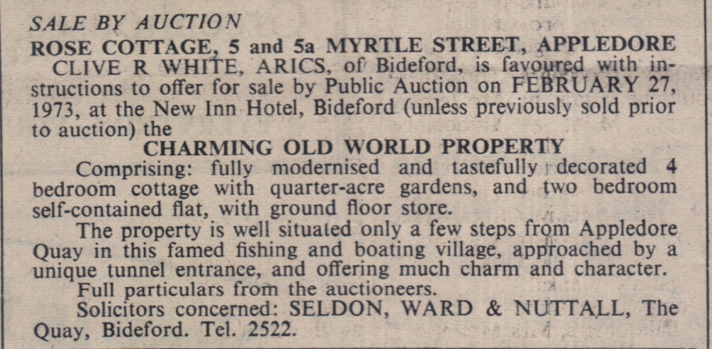 Feb 1973 Appledore Rose Cottage Myrtle