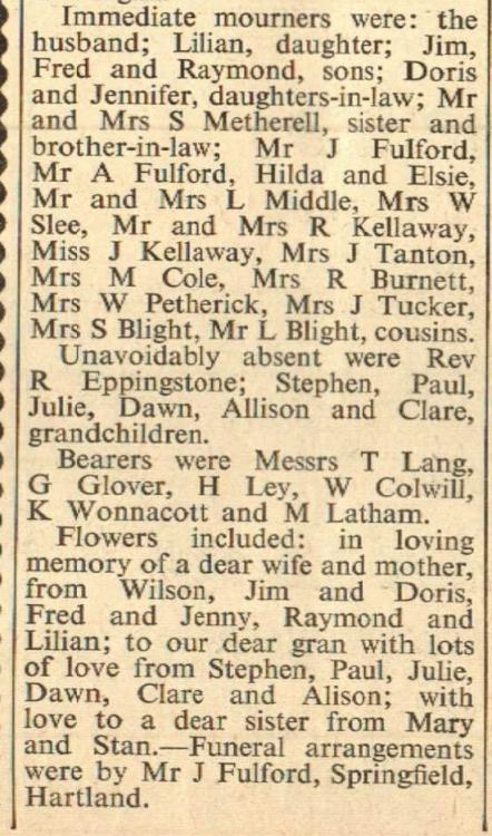 Feb 1974 Parkham Metherell funeral