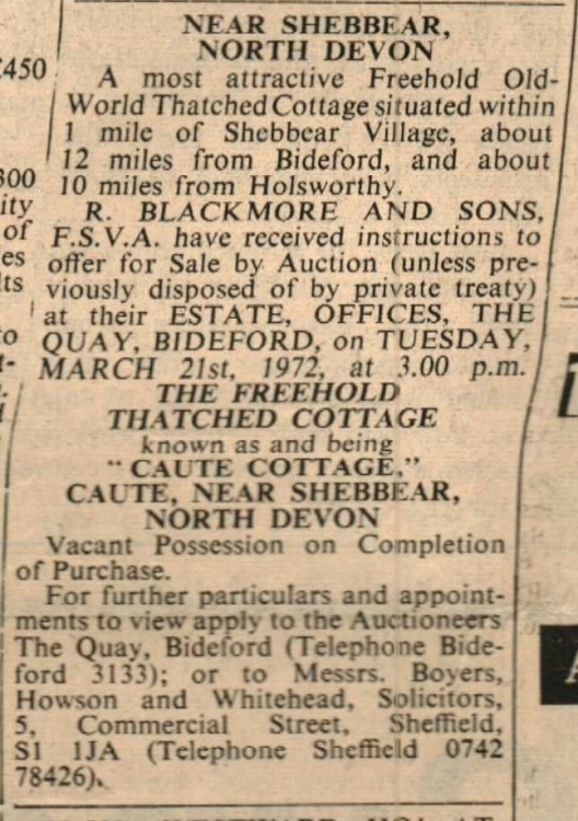 February 1972 Caute Cottage Shebbear