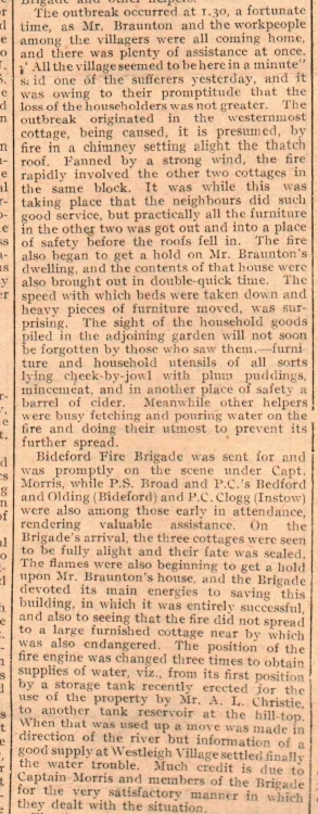 Jan 1923 Westleigh fire cottages Christie