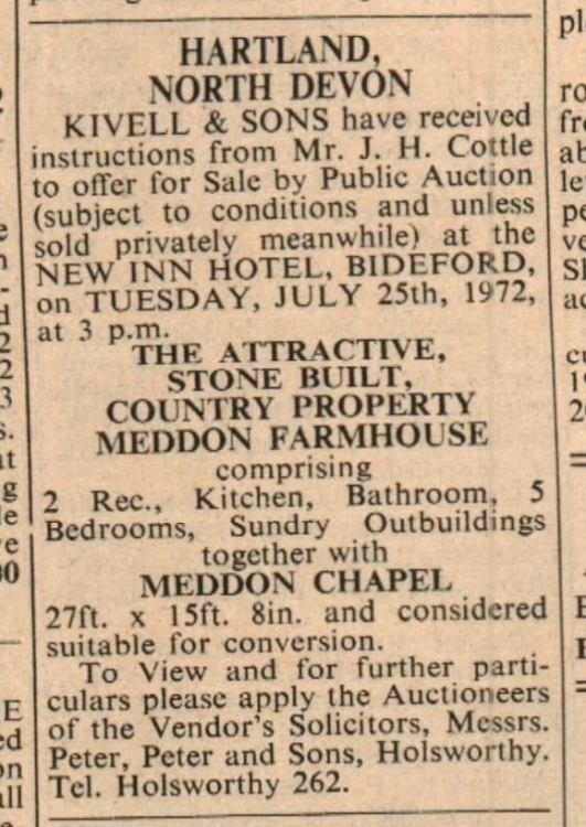 July 1972 Hartland Meddon Chapel