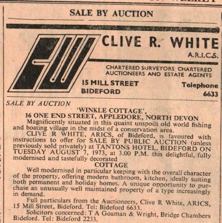 July 1973 Appledore Winkle Cottage