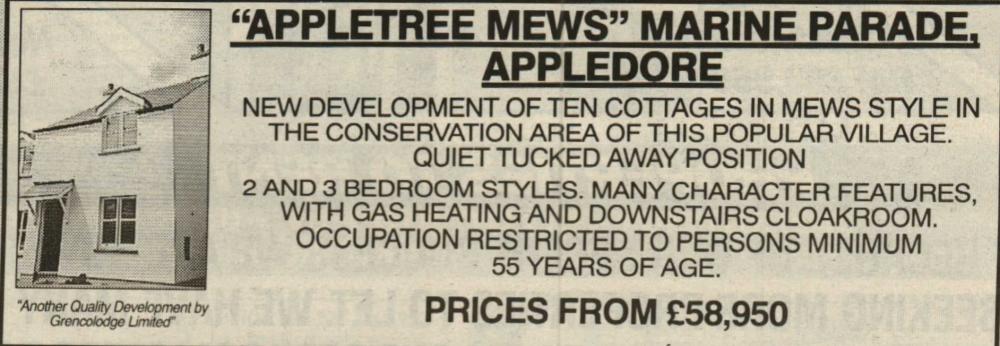 June 1999 Appledore Appletree Mews Marine Parade for sale