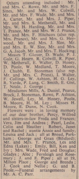 March 1966 Parkham Mr Dack funeral