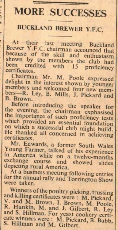 May 1964 Buckland Brewer YFC