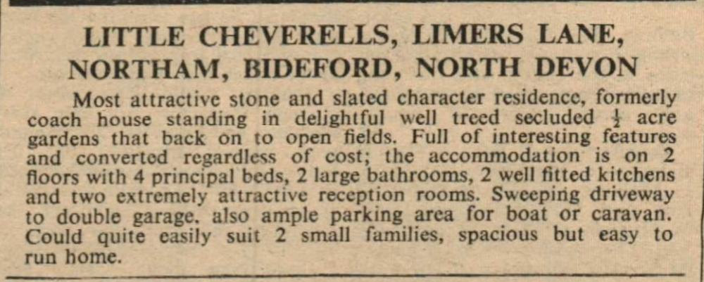 Nov 1974 Northam Little Cheverells for sale limers lane