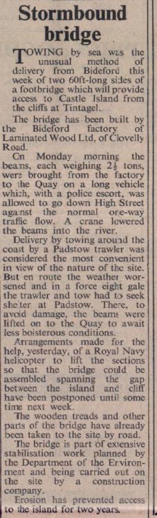 Nov 1975 Bideford Laminated Tintagel bridge