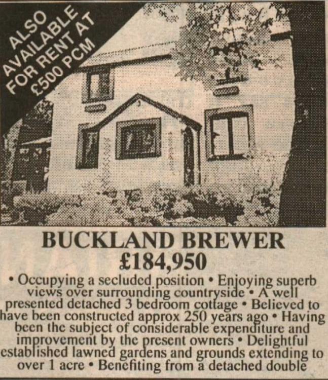 Nov 1999 Buckland Brewer property for sale or rent