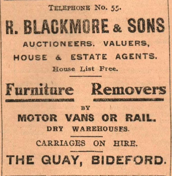 Oct 1924 Bideford Blackmore removals