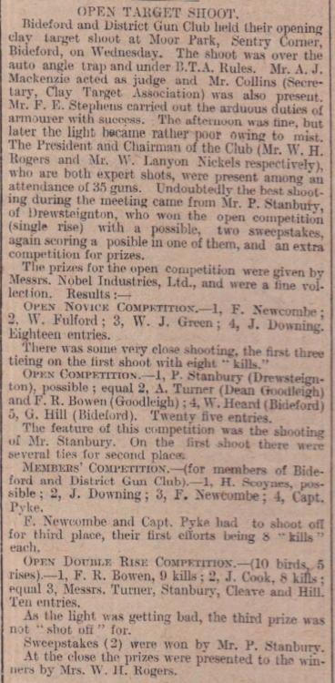 Oct 1925 Bideford gun club Sentry Corner