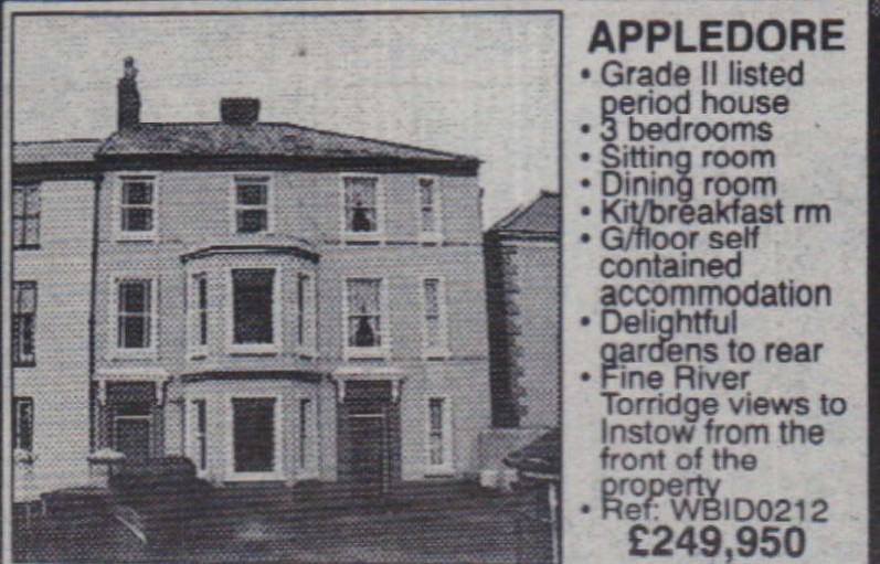 Oct 2000 Appledore grade 2 listed building for sale