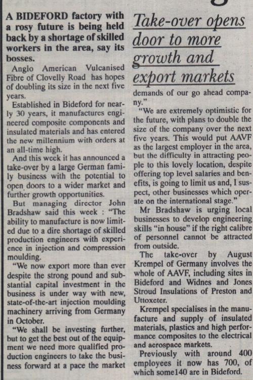 Sept 2000 Bideford Vulcanised skills shortage