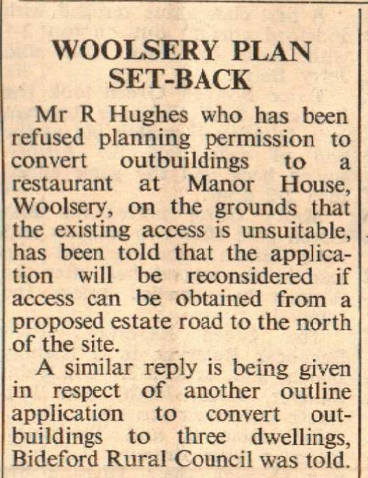 September 1973 Woolsery Hughes planning