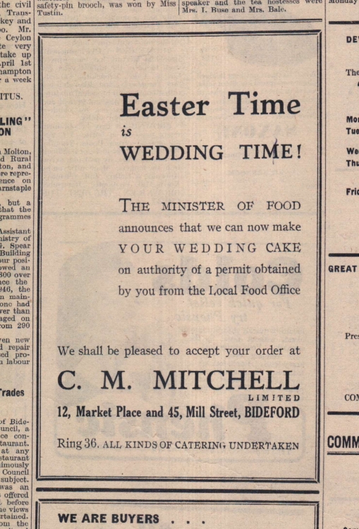 25.2.1947 Wedding cake advert