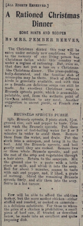 17.12.1918 Christmas rationed