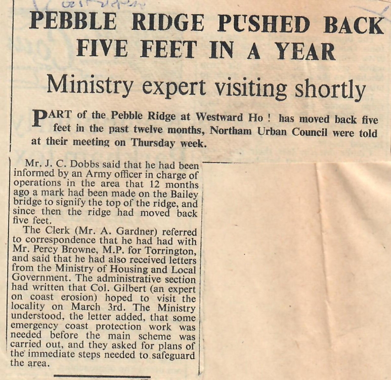 Pebble Ridge Pushed Back Five Feet In a Year 19.02.1960
