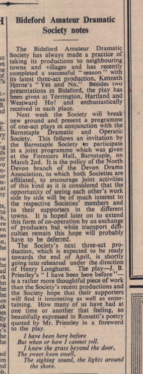 3.3.1950 Bideford Am Dram