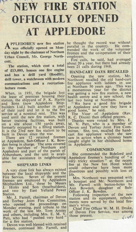 New Fire Station Officially Opened at Appledore 25 October 1968