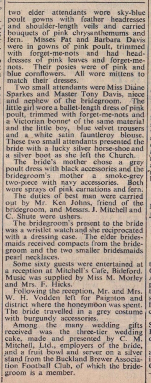 28.9.1951 Vodden Dann wedding Bideford2