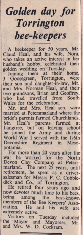 29.5.1970 Heal golden wedding anniversary Torrington