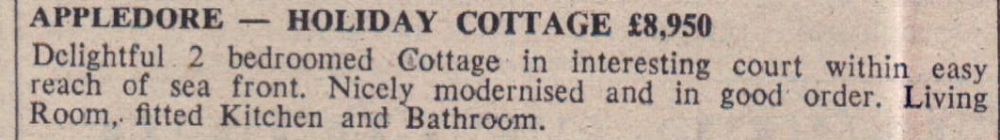 April 1978 Appledore holiday cottage