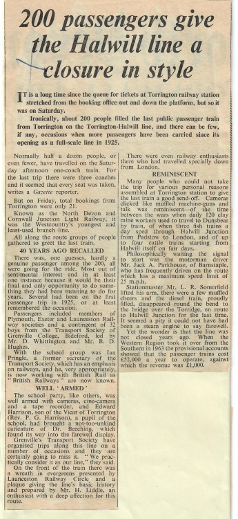 200 passengers give the Halwill line a closure in style