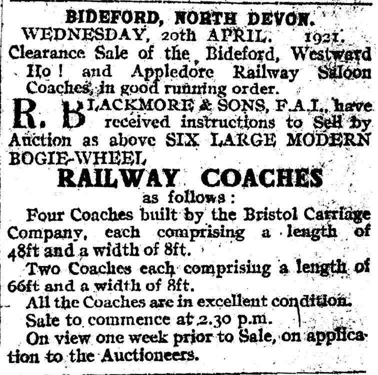 Sale of carriages 1921