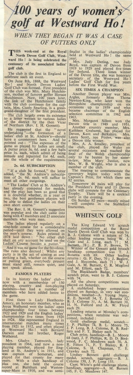 100 Years of Womens Golf at Westward Ho 07.06.1968
