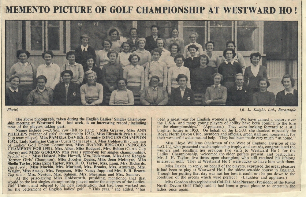 Memento Picture of Golf Championship at Westward Ho 10.10.1952
