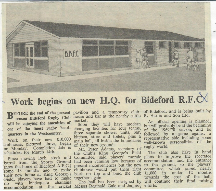 Work Begins on new H.Q. for Bideford R.F.C. 6.12.1968