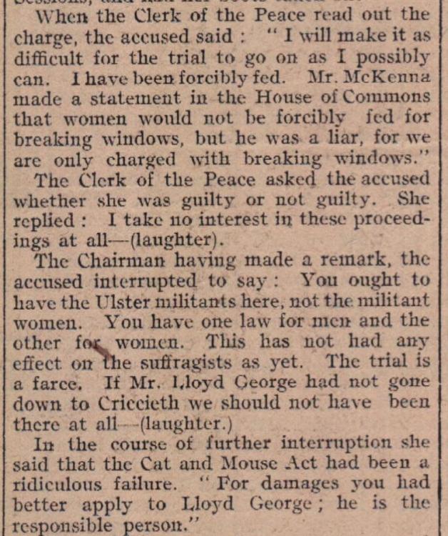 9 July 1914 Holsworthy Suffragette Lloyd George Wharry