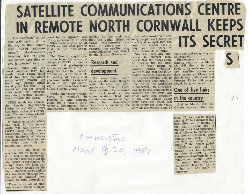 Satellite Communications Centre in Remote North Cornwall Keeps Its Secret