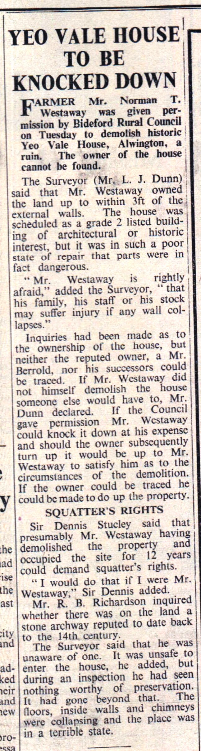 Yeo Vale House to be Knocked Down