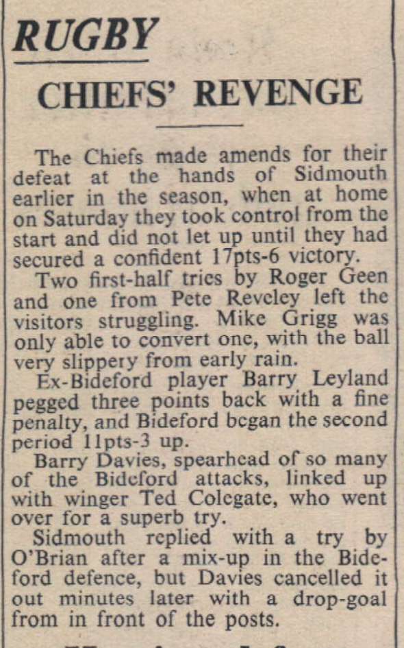 14.4.1967 Bideford Chiefs