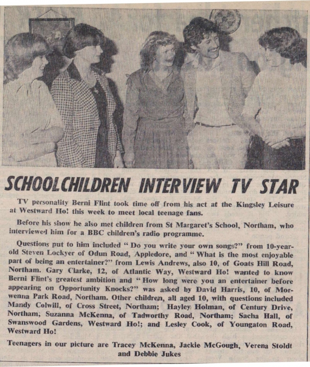 10.11.1978 Berni Flint  at Westward Ho! with Northam school children
