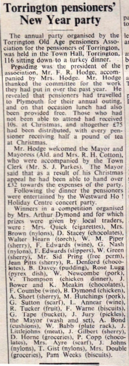 Torrington pensioners party 5.2.1965