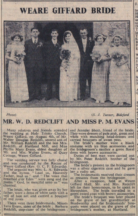 17.8.1951 Weare Giffard Redclift Evans wedding