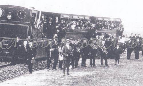 58   steam train carriage and people